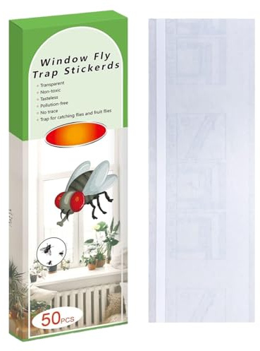 Fliegenfalle Innenbereich 50Stück – Fliegenfänger Klebestreifen, Effektive Fliegenfalle - Giftfreie, Geruchlose,Obstfliegenfalle,Fliegenköder Für Fenster (A)