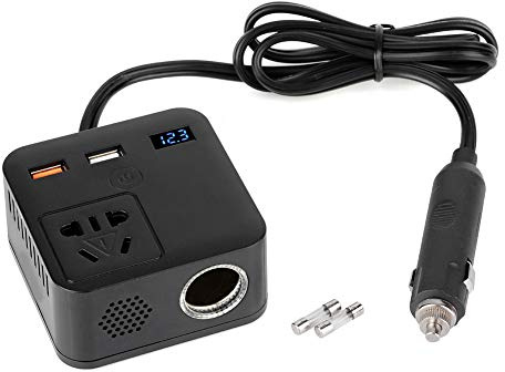 150W Auto Wechselrichter Spannung Stromrichter Transformator QC3.0 USB Ladegerät 12V bis 220V