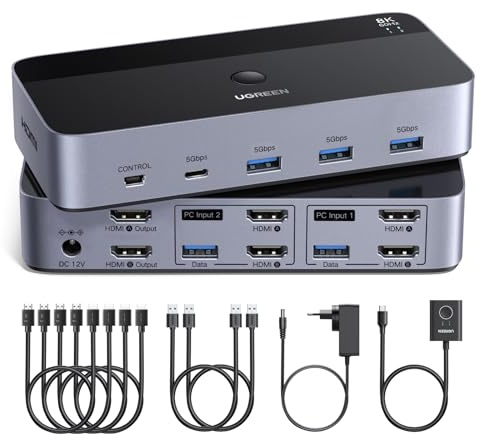 UGREEN Switch HDMI KVM 2 Ingressi 2 Uscite 8K 60Hz Doppio Display