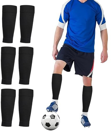 KASLCWA 3 Paar Kinder Fußball Stutzen, Stutzen Ohne Socken, Tube-it-Sleeve Fußball Stutze Fussball-Socken, Elastische Fußballsocken Stutze Für Fußballspiele Anfänger (Schwarz)