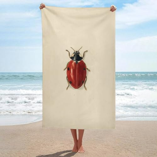 Strandtuch, Vintage-Stil, rot, Tiermotiv, sandfrei, Mikrofaser, groß, Mehrzweck-Duschtücher, saugfähig, für Badezimmer, Pool, 130 x 80 cm
