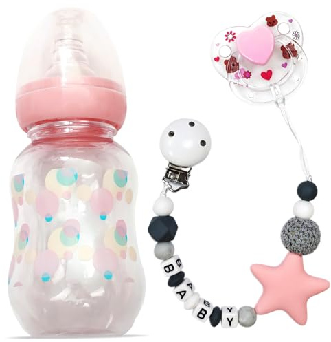3Pcs Baby Doll Accessories Set, Includes Baby Doll Bottles, Magnetic Pacifier and Pacifier Chain Toy Set Feeding for Accessories, Bottle
