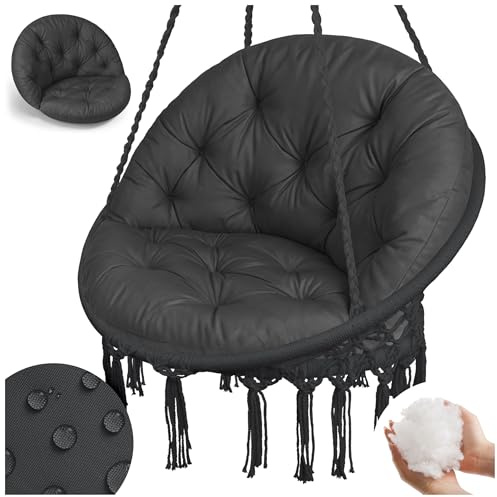 Wasserdichtes Kissen für Hängesessel Nestschaukel XL, Bequeme Gartenkissen Auflage für Hängekorb, Handgefertigte Sitzauflage mit Anti-Allergischer Füllung, Rückenkissen für Garten und Indoor, Graphit