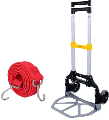 TOUGH MASTER Folding Hand Truck Trolley on Wheels with 70KG Load Capacity Adjustable Telescopic Handle, Lightweight Aluminium Sack Truck for Home Office Warehouse Luggage Groceries