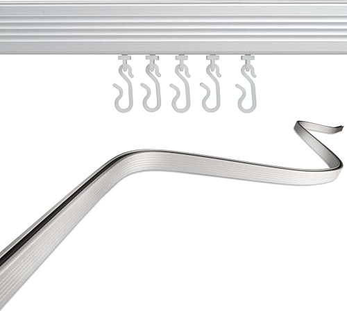 Croydex 2.5m Bendy Shower Curtain Rail | Made from Aluminium | Comes with 61cm Ceiling Support Rod