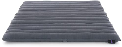 Leewadee Zabuton Rollbare Meditations-Matte Tragbare Sitzmatte Ökologisches Naturprodukt, Kapok, 70 x 70 cm, Anthrazit