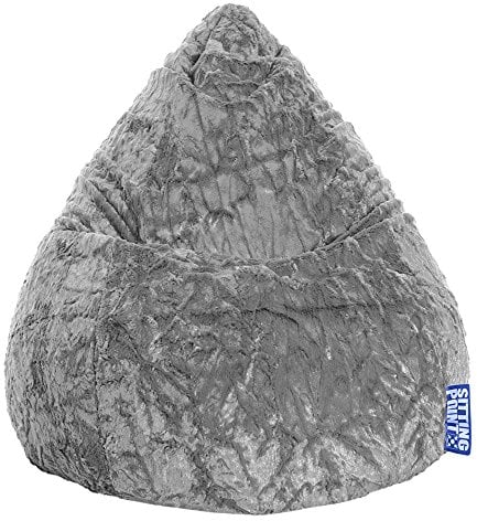 SITTING POINT only by MAGMA Sitzsack Fluffy L ca. 120 Liter Mittelgrau (bis ca. 7 Jahre)