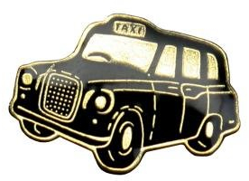 Brosche aus Metall mit Emaille - Motiv „London-Taxi“