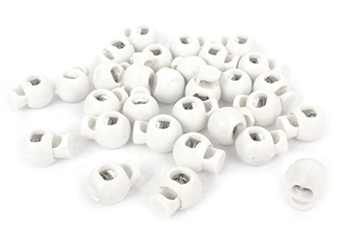 Sourcingmap 30pcs Plastic 6mm X 5mm Hole Rope Cord Ends Stoppers White