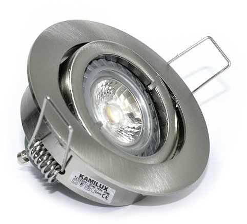 Kamilux 10er Set Einbaustrahler/Spot Bajo in Edelstahl-gebürstet, Halogen oder LED geeignet, inkl. GU10 Fassung 230V, auch für MR16 Fassung 12Volt geeignet, ohne Leuchtmittel