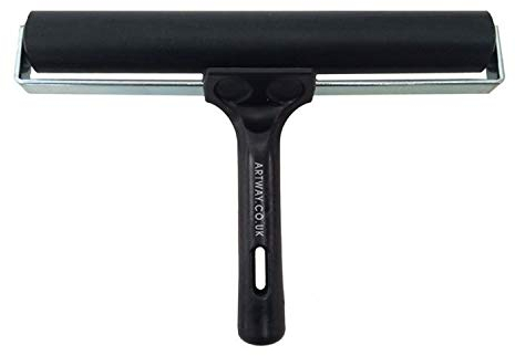 Artway - Linolwalze aus Hartgummi - für Linoldruck und Blockdruck - schwarzer Griff - 20 cm - 1 Stück, Schwarz