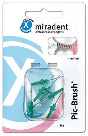 miradent Pic-Brush Ersatzbürsten, 6 Stück: grün, medium, 2,2 mm
