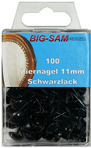 BIG-SAM - Ziernägel - Vintage Polsternägel - 15, 25 oder 100 Stück - (100 Stück, Schwarzlack)