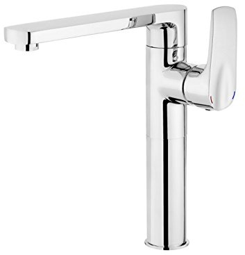 Deante Chromed Bathroom Sink tap with Raised Body and with Fixed spout Gardenia Beg 021K, Grey
