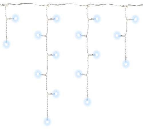 Nipach GmbH 600 LED weiß Eisregen Eiszapfen Lichterkette Trafo transparentes Kabel Timer Außen Weihnachtsdeko Partylichter Weihnachtsbeleuchtung Xmas