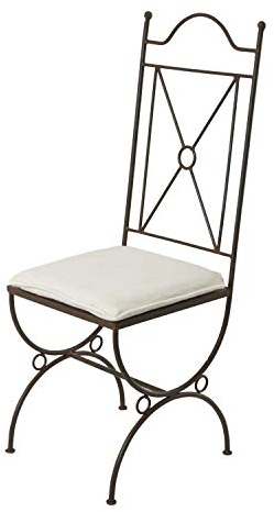 Casa Moro Mediterraner Gartenstuhl Menara aus Eisen in edelrost-braun handgeschmiedeter Stuhl aus Marokko, Vintage Eisenstuhl für Garten Terrasse MO4040