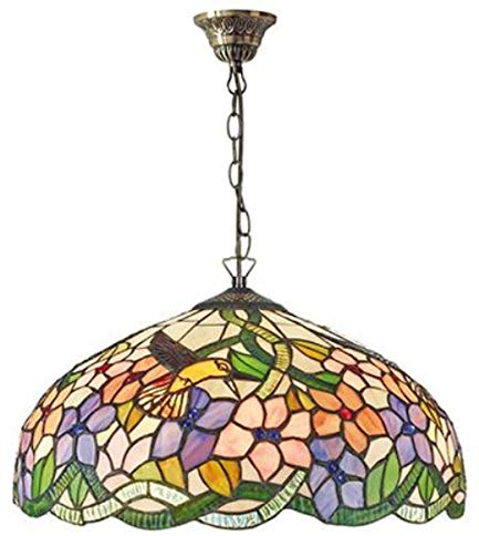 Casa Padrino Tiffany Hängeleuchte Mehrfarbig Ø 40 x H. 92 cm - Luxus Qualität