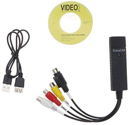 Video Grabber USB Capture Card, Convert Hi8 VHS to Digital DVD for Windows PC, Audio Video Digitize Converter Adapter