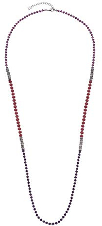 JEWELS BY LEONARDO Damen-Halskette Corbara, Edelstahl mit beerenfarbenen Glasperlen und Edelstahlperlen, mit Karabinerverschluss, Länge 900 mm, 016693