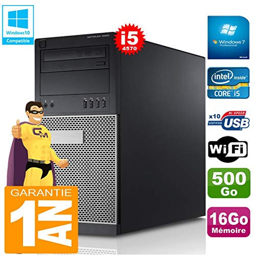 PC Tour DELL 9020 Core I5-4570 Ram 16Go Disque 500 Go Graveur DVD WiFi W7 (Reconditionné)
