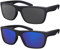 La Optica B.L.M. Herren Sonnenbrille UV400 Männer Sportbrille Fahrradbrille - Doppelpack Set Gummiert Schwarz (Gläser: Grau, Blau Verspiegelt)