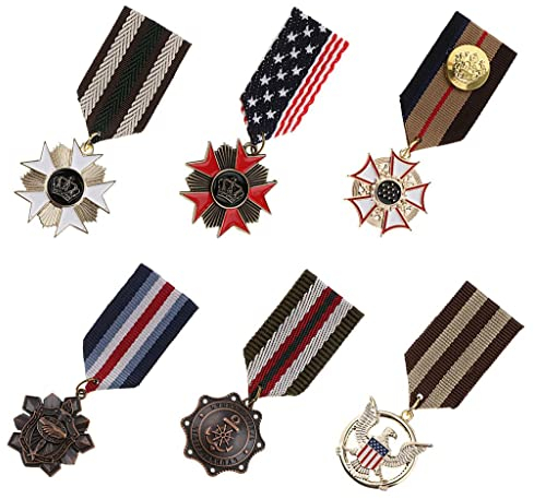 P Prettyia 6pcs Broche Badge Punk Médaille Militaire Punk Vêtements Costume Décor Embellissement de Vêtements