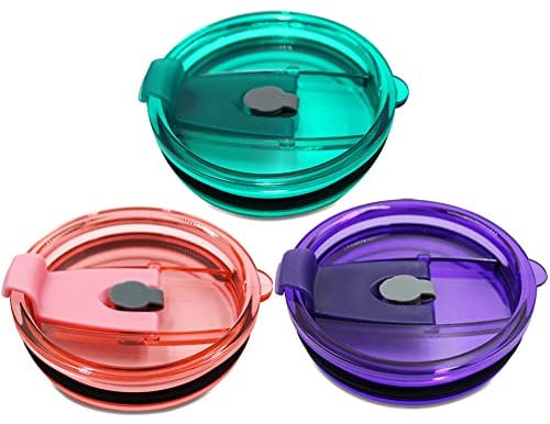 30 oz Tumbler Lids Set of 3 Fit for YETI Rambler, Ozark Trail, Rtic and More, Maxin Spill Proof and Splash Resistant Lids Covers (Purple+Green+Orange)