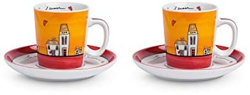 Egan Service 2 Tasses à café avec soucoupes Le Casette Rouge