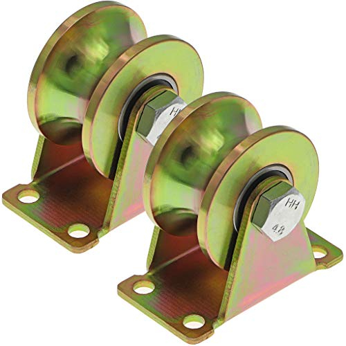 Skelang Roues pour Portail Coulissant 50mm, Roues en Acier avec Rainure en U, 2 Pcs Roue à Rainure en U pour Voie Inversée, Machine Industrielle, Porte Roulante, Capacité de Charge 300kg par Roue
