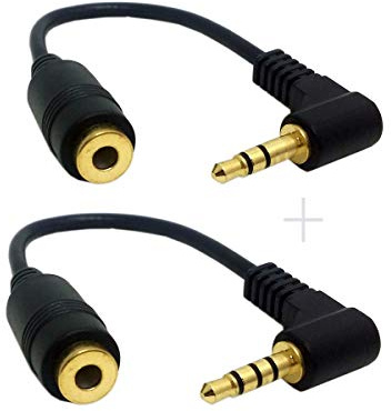 Xiwai 1 Set 3/4-poliges Audio-Stereo-Verlängerungskabel, 90 Grad rechtwinklig, 3,5 mm Stecker auf Buchse.