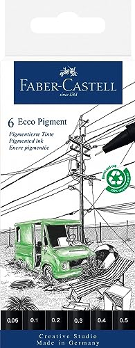Faber-Castell 266006 - Tintenfeinschreiber Ecco Pigment, schwarz, 0.05, 0.1, 0.2, 0.3, 0.4 und 0.5 mm, 6er Etui