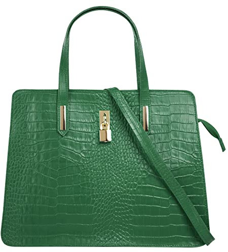 Cluty Handtasche Echt Leder Damen | Made in Italy, Smartphonefach, Kroko-Design, elegante Umhängetasche, Damentasche mit Reißverschluss, Schultertasche | 021321