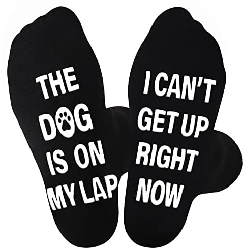Jeasona Dog Dad Socks with Gripper Dog Lover Gifts for Men Dad Gifts for Fathers’ Day Cotton Calf Socks 9-11