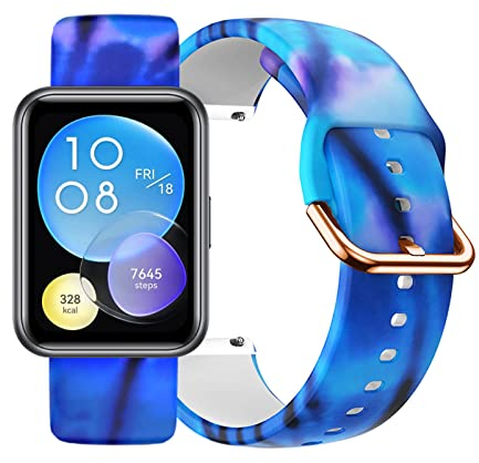 Sport Armbänder Für Huawei Watch Fit 2 Silikon Ersatzband Für Damen Frauen Herren Blumen Muster Armband mit Kompatibel mit Huawei Watch Fit 2 (Polarlicht)
