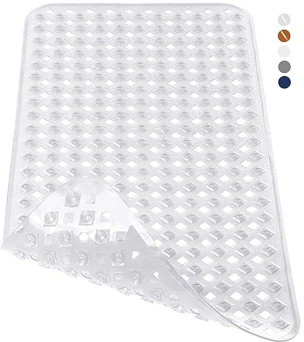 Yimobra Badewannenmatte, Extra Lang Badematte für Wanne Anti-Rutsch mit Abflusslöchern, Saugnäpfen, Phthalatfrei, Latexfrei, BPA-frei und Maschinenwaschbar (88 x 40 cm, Transparent)