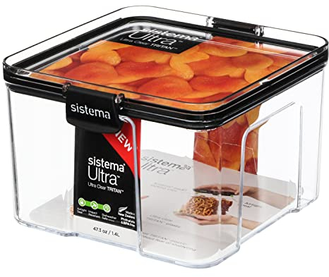Sistema Large Tritan Ultra Square Food Storage Box, 1.4 Liter Capacity Minty Teal