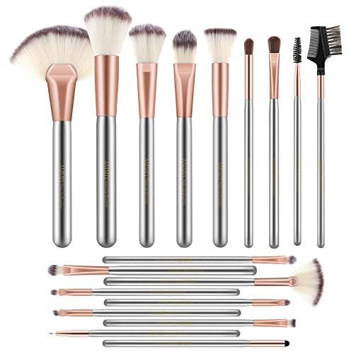 Nestling Set di Pennelli Per Trucco da 18 Pezzi, Set Make Up Professionale, è Adatto per Blusher, Fondotinta Liquido, Eyeliner, Ombretto,Polvere Sciolta