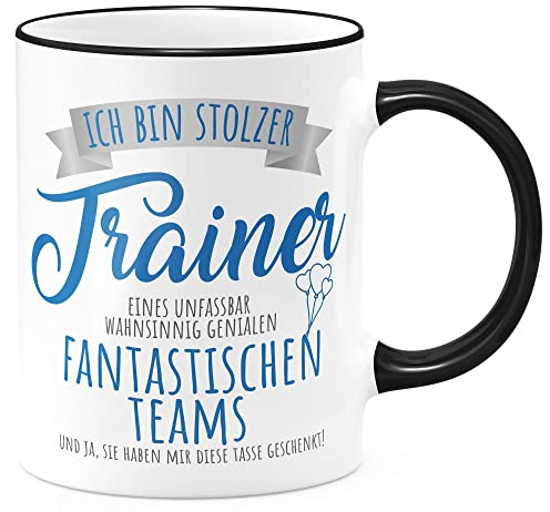 FunTasstic Tasse Stolzer Trainer Kaffeebecher beidseitig bedruckt spülmaschinenfest Tasse für das Büro Tee, Kaffee Geschenkidee, Farbe:schwarz, Größe:Trainer