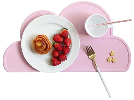 Rosixehird Tapis de gamelle en Silicone pour Chien,Tapis d'alimentation en Silicone en Forme de Nuage pour Plateau de Nourriture pour Animaux de Compagnie avec Bord Anti-éclaboussures | Napperons