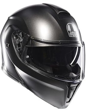 AGV Streetmodular ECE 22-06 Mono, Modularer Helm, Motorrad Klapphelm ECE 22-06 P/J in Zwei Konfigurationen zugelassen, mit Sonnenblende, Asphalt Matt Grau, XS