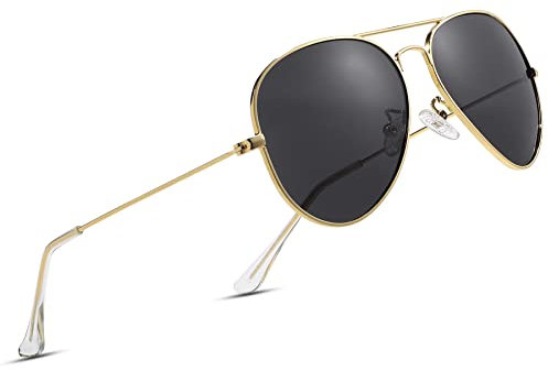 COASION Pilot Polarised Sunglasses Mens Womens Metal Frame Vintage Retro Sun Glasses UV400 Protection for Driving Fishing Gold