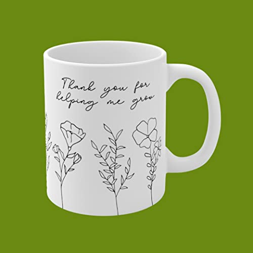 874 Café Taza Gracias Por Ayudarme A Crecer, Cuidador, Niñera, Flor Silvestre, Maestra, Apreciación, Abuela Tazas Café De Cerámica Divertido Regalo Taza Divertida Taza Desayuno 330 Ml