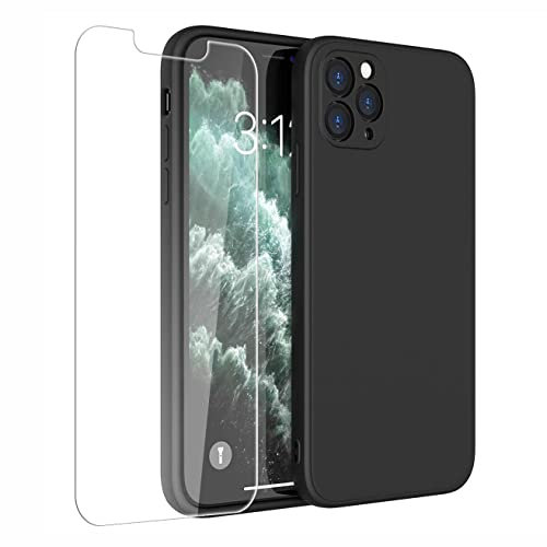 Mixroom - Cover Custodia Case + Pellicola per iPhone 11 PRO Max Protezione Copre Fotocamera in Silicone TPU Opaco con Bordi Piatti Colore Nero