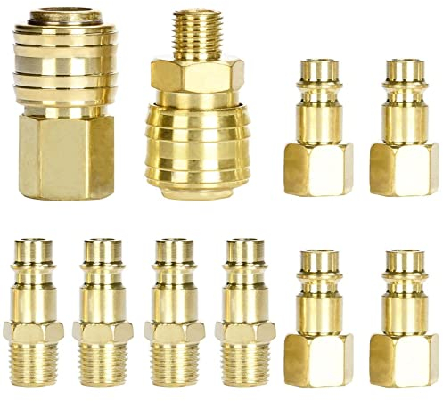 10 Pezzi Attacchi Connettore Rapidi Europei, 1/4BSP Raccordi Aria Compressa, Attacco Rapido Aria Compressa, Raccordi Aria Compressa, Per Tubi Della Frizione, Tubo Dell'Aria, Compressore di Giunzione