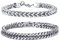 GoPaw 2 Stück Herren Armband Panzerkette, Edelstahl Herren Armband Schwarz Silber Panzerkette Armbänder Hip Hop Jewelry Cuban Link Chain Armbänder für Männer Jungs (Silber-19cm)