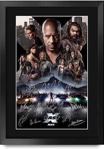 HWC Trading FR A3 Fast and the Furious 10 Fast X Vin Diesel Geschenke Geduckter Poster Signiertes Autogramm Foto für Fans von Film Memorabilien - A3 Gerahmt