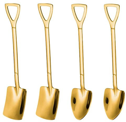 Wudaizhi 4 Pezzi Coffee in Acciaio Inossidabile Cucchiaio a Forma di Forma a Forma di Dessert per Le Tea da Cucina (Oro)