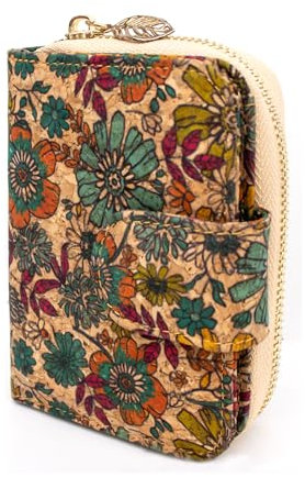 boshiho Vegane Korktasche, Damen Geldbörse Kleines Reißverschluss-Design mit Kartenhalter Münzfach Geldbörse Umweltfreundliches veganes Geschenk (Kork 04)