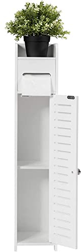 ANSIMIDA Aufbewahrungsschrank Badezimmer-Bodenschrank mit 1 Tür und 1 Etagen, freistehender Badezimmer-Aufbewahrungsschrank PVC, 17 cm T x 15 cm B x 80 cm H