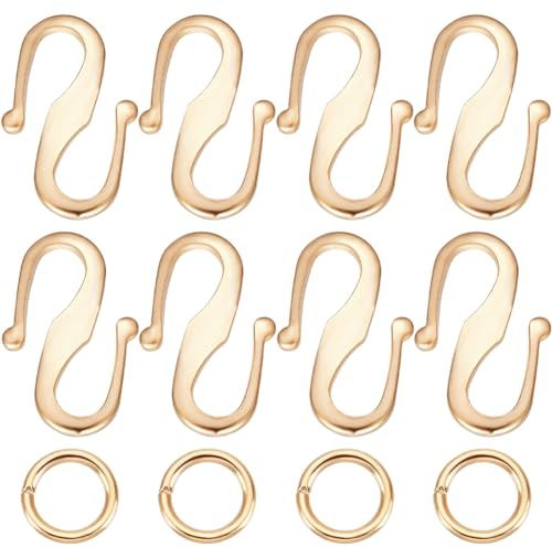 Beebeecraft 1 Box Mit 50 S Hakenverschlüssen 24 Karat Vergoldet Hakenring Kippverschlüsse Verbinder Mit 100 offenen Binderingen Drahtaufhänger Schmuckzubehör Für Die Herstellung DIY Halsketten